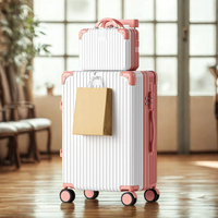 Élégant Ensemble de Bagages Cabine 20-14 Pouces Léger et Durable Valise Rigide avec Roues Pivotantes Trousse de Maquillage Approuvée par les Compagnies Aériennes