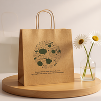 Sacs en papier kraft marron personnalisés de luxe, écologiques, avec logo estampé et poignées horizontales, pour l'emballage de bonbons et d'aliments en vrac