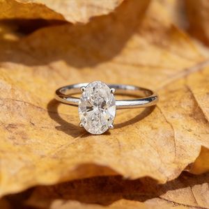 Design <span class=keywords><strong>classico</strong></span> stile <span class=keywords><strong>solitario</strong></span> 18k oro massiccio Hpht Cvd ovale laboratorio sviluppato diamante 0,6ct 1ct - Product Image 5