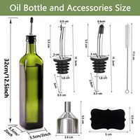 U Chef Ensemble de distributeurs réutilisables pour huile d'olive et vinaigre, bouteilles en verre, becs verseurs en acier inoxydable, 4 étiquettes, brosse, entonnoir (bouteille pulvérisatrice d'huile)