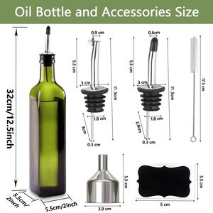 U Chef Ensemble de distributeurs réutilisables pour <span class=keywords><strong>huile</strong></span> <span class=keywords><strong>d</strong></span>'<span class=keywords><strong>olive</strong></span> et vinaigre, bouteilles en verre, becs verseurs en acier inoxydable, 4 étiquettes, brosse, entonnoir (bouteille pulvérisatrice <span class=keywords><strong>d</strong></span>'<span class=keywords><strong>huile</strong></span>) - Product Image 2