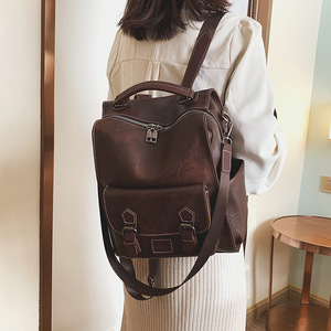Sac à dos de voyage grande capacité en PU, style preppy rétro, nouvelle mode féminine, polyvalent, pour étudiantes - Product Image 2