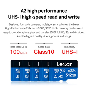 <span class=keywords><strong>Lexar</strong></span> Mini tarjeta <span class=keywords><strong>SD</strong></span> 633x32GB 64GB 128GB 256GB <span class=keywords><strong>512GB</strong></span> TF tarjeta de memoria plástico Clase 10 velocidad para cámaras DVRs MP3 teléfonos - Product Image 6