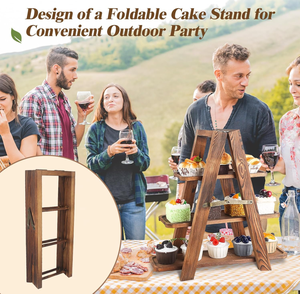 Support de service à 3 étages en bois moderne de haute qualité, présentoir à desserts, support de rangement pour mariage et fête - Product Image 5