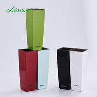 Pot de jardinière carré décoratif Maceteras auto-arrosant en plastique pour toutes les plantes d'intérieur, fleurs et herbes avec indicateur de niveau d'eau
