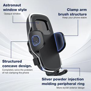 <span class=keywords><strong>Support</strong></span> de <span class=keywords><strong>téléphone</strong></span> de voiture classique réglable à 360° avec ventouse, <span class=keywords><strong>support</strong></span> stable pour tableau de bord, rotation à 270° et appels mains libres - Noir - Product Image 2