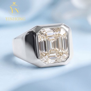 Anello Moissanite Colore D con Certificato GRA, <span class=keywords><strong>Argento</strong></span> Sterling <span class=keywords><strong>925</strong></span>, <span class=keywords><strong>Anelli</strong></span> Moissanite Classici da <span class=keywords><strong>Uomo</strong></span> Stile Hip Hop, Gioielleria Fine - Product Image 1