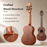 Wholesale 23 Inch Solid Top Acacia Wood Ukulele with 4 Nylon String and Mahogany Neck Matte Finish Sweet Tone Customisable