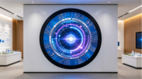 Écran vidéo LED circulaire P1.53 sur mesure, affichage numérique rond pour les intérieurs d'hôtels, salles d'exposition, musées et événements