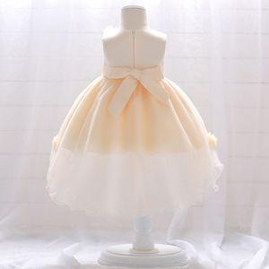 Robe de soirée pour filles de couleur jaune, dernier design, avec motif floral et nœud papillon - Product Image 2