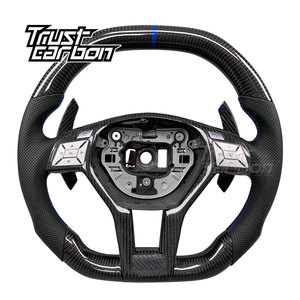 Volant en cuir perforé twill personnalisé en fibre de carbone pour W204 W212 2011-2015 GLA 45 C63 CLS63 E550 AMG - Product Image 1