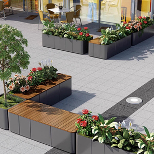 Lớn hiện đại hình chữ nhật ngoài trời phòng chờ ghế với kim loại trang trí trồng cho trung tâm trang trí cho hoa nồi hiển thị - Product Image 2