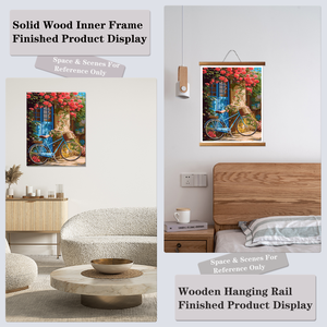 Kit d'art sur toile : Vélo bleu, scène florale, impression numérique, rectangle, peinture à la main, DIY, décoration florale rose, peinture par numéros - Product Image 6