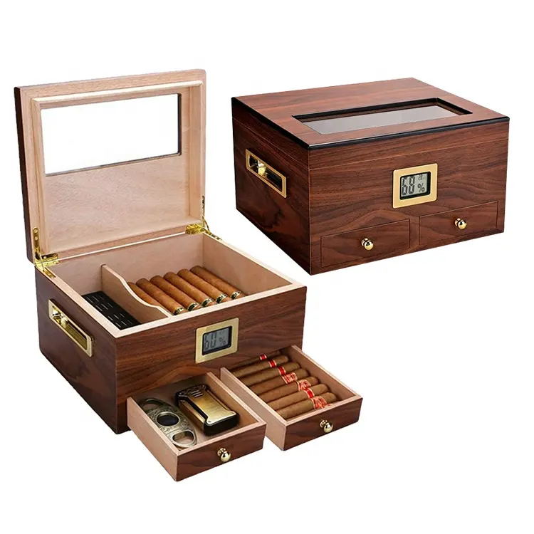 Hot Sale Wooden Humidor Cigar Box With Drawers