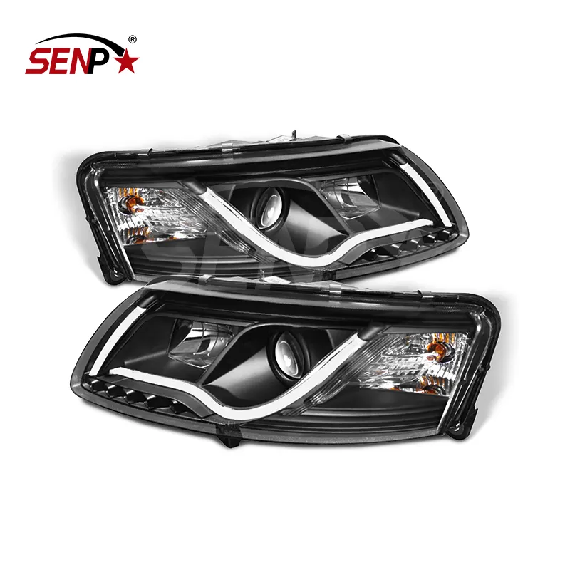 Senpei Auto Carrosserie Past 2005-2007 Audi A6 Projector Koplampen Led Buis Drl Paar Behuizing-Zwart 4f0941004dn, 4f094100