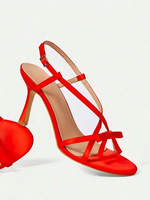 Chaussures de luxe personnalisées en soie à bout ouvert pour femme, talons aiguilles, à enfiler, avec lanières convertibles et nœud, rehaussantes