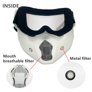 <span class=keywords><strong>Masque</strong></span> de <span class=keywords><strong>moto</strong></span> de couleur blanche Lunettes détachables et filtre buccal pour casque ouvert Motocross Ski Snowboard Lunettes <span class=keywords><strong>Masque</strong></span> - Product Image 3