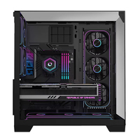 Zeromaster Panoramic PC Case ATX Mid Tower 3 Tempered Glass Panels Gaming Computer Case Dual Chamber Water Cooling Ready