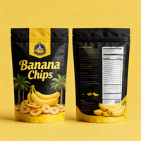 Sachet refermable à fermeture éclair personnalisé, imprimé, résistant à l'humidité, de qualité alimentaire, pour chips de banane