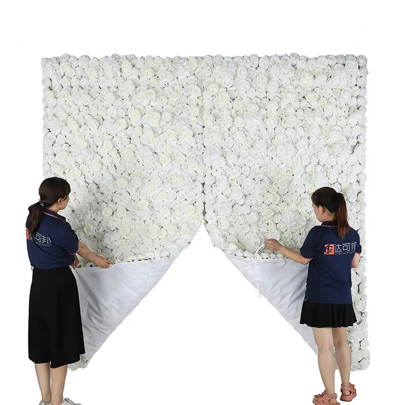Wholesale Discount Floral Backdrop Wedding White Flowers Wall Artificial Peony Flower Wall With Cloth