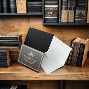 La tarjeta creativa negra de estampado en caliente directa de los fabricantes se puede plegar rectángulo mensaje simple personalizado G - Product Image 3