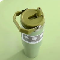 Coffret Cadeau Tasse Thermique Classique Double Paroi 30oz en Acier Inoxydable 304, Gobelet Isotherme Portable avec Poignée et Paille, Écologique
