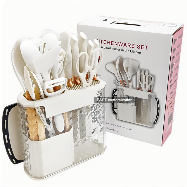 Factory Wholesale 16Pcs Stainless Steel Kitchen Chef Knife and Kitchen Utensils Removable Kitchen Cooking Knives Set Holder