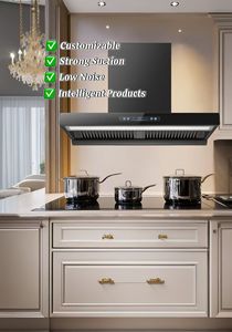 <span class=keywords><strong>Hotte</strong></span> <span class=keywords><strong>aspirante</strong></span> murale électrique en T à prix réduit, avec verre trempé, pour usage domestique et hôtelier, classe énergétique efficace - Product Image 2