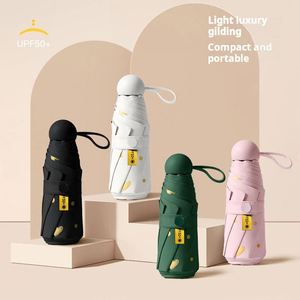 LM-H Parapluie personnalisé mini pliant en cinq sections en tissu pongé, motif cœur estampé à chaud, portable et pliable, à commande manuelle - Product Image 1