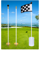Mât de drapeau vert écologique et recyclable avec virole dorée Bâton de drapeau de golf d'intérieur pour mini parcours
