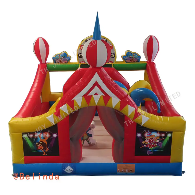 Casa de rebote inflable de circo para niños, Castillo de salto de payaso de Ciudad de alta calidad con tobogán
