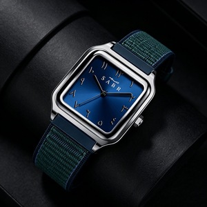 Cinturino in Nylon con Velcro, Orologio da Polso Originale SABR Quadrato da Uomo Nero con Numeri Arabi, Movimento al Quarzo in Lega, Confezione Regalo con Batteria - Product Image 6