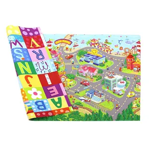 Tapis de jeu pour enfants, Adorable tapis de jeu Double impression d'animaux, Puzzle pour les petits