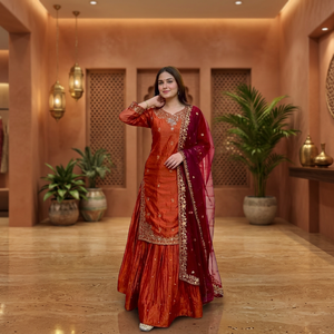 Tenue de créateur pour femme : Nouveau modèle de top avec broderie lourde et travail de sequins, accompagné d'un Lehenga Choli - Product Image 1