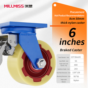 8-Zoll/10-Zoll/12-Zoll Nylon-Doppelwellen-Industrierollen aus Gusseisen, robuste Schwerlastrollen; Sicherungsring-Durchgangslochrollen - Product Image 5
