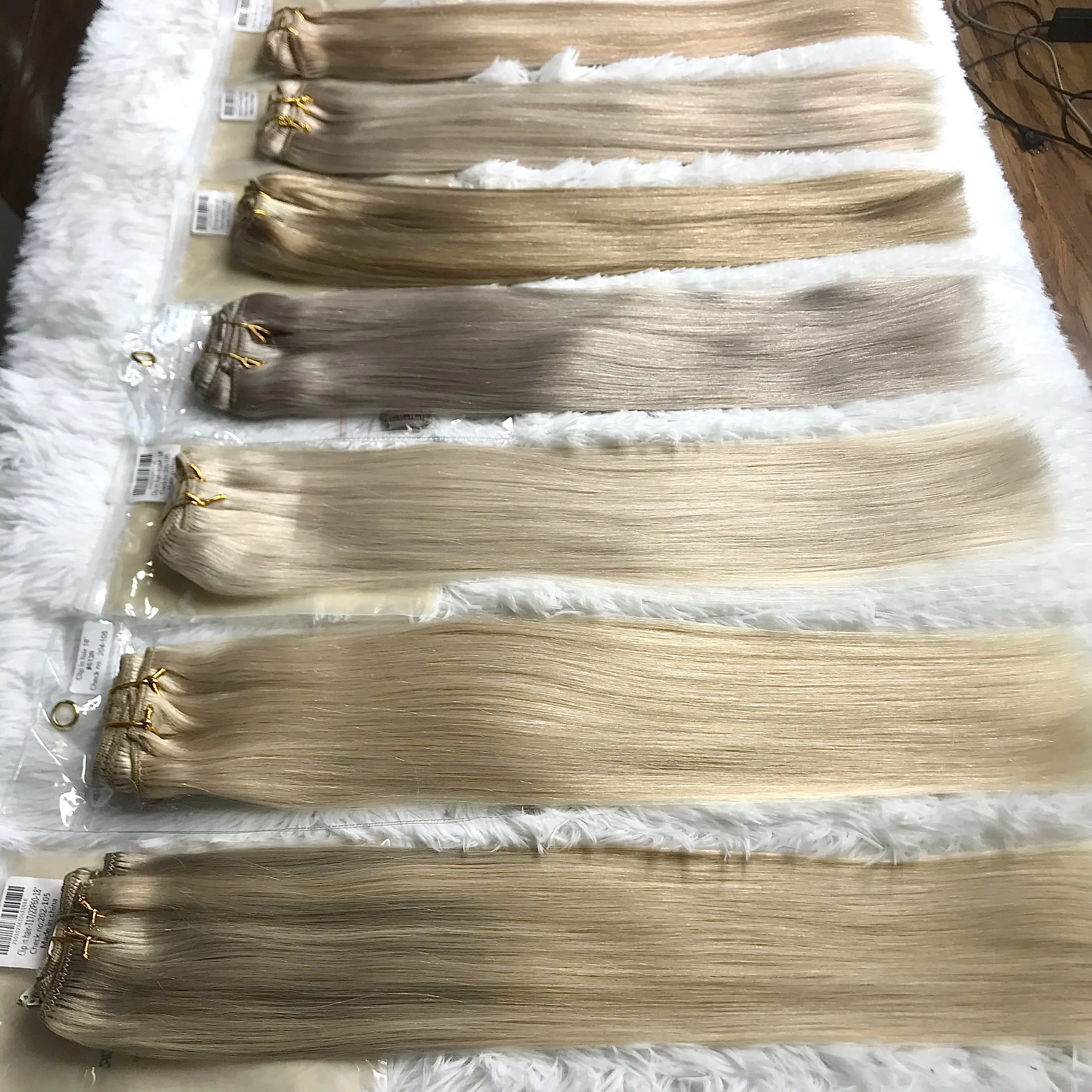 Wholesale High Quality Clip In Hair Extension 100% Raw Russian Human Hair Invisible Natural Seamless PU Hair Clip Ins