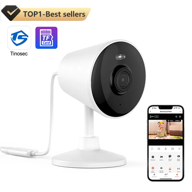 2MP HD 1080P Smart Home Wireless Wifi IP Security Camera Two Way Audio Indoor Human Detection Support Alexa Network Camera