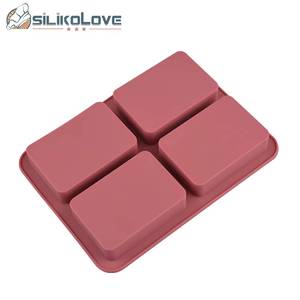 MUYULINS Factory 4-Cavity Rectangular Shape Maker LFGB Platinum Non-Stick BPA-Free <b>Silicone</b> Soap Mold - Product Image 4