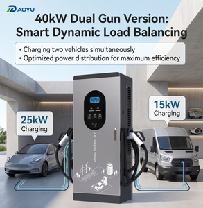 Borne de Recharge Rapide Commerciale 40kW DC Double Connecteur, Fixation au Sol, CCS2 CCS1 GBT OCPP 1.6J WiFi 4G APP, Station de Recharge Intelligente pour Parking - Product Image 1