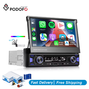 เครื่องเล่น MP5 ในรถยนต์ Podofo แบบ Single Din ขนาด 7 นิ้ว รองรับ Wireless CarPlay และ Android Auto หน้าจอสัมผัสแบบพับเก็บได้ พร้อมพอร์ต Type-C/FM/AM/EQ/วิทยุในตัว - Product Image 1