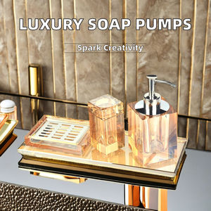 Ensemble de bain en cristal de luxe, couleur or, distributeur de savon liquide, flacon de gel douche, accessoire de salle de bain moderne de haute qualité pour hôtel - Product Image 2