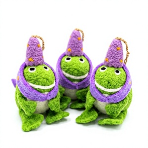 Premium Traditional Customized Knitted Frog Christmas Ornament Eco-Friendly Certified Wool Purple <b>Wizard</b> <b>Hat</b> Star Details - Product Image 1