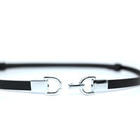 Laumocarocn — ceinture professionnelle en cuir véritable pour femmes, découpe fine, boucle argentée, Double D, 25mm de large, pour filles