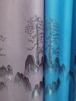 Motifs de peinture paysagère chinoise de haute qualité sur tissu de rideau haute précision, adaptés aux chambres et aux salons.