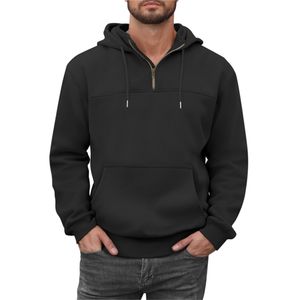 Jersey en blanco Fleece Custom Zip HOODIE con cremallera gruesa completa zip up hoodies unisex Hombres Loose Fit 1/4 Zip Pullover Sudadera - Product Image 5