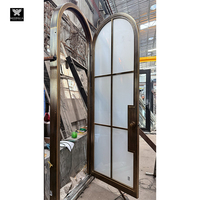 Portes simples en acier avec verre arqué et interchangeable pour maisons, entrée principale, grilles, portes en verre dépoli intelligentes, intérieur/extérieur