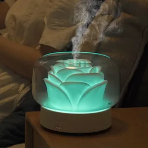 Portable LED Light 400ml Capacity Ultrasonic Humidifier Flower Essential Oil Aroma Diffuser Humidifier