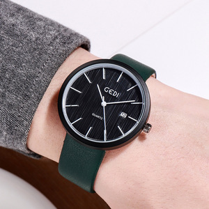 Montre à bracelet en cuir pour homme, très tendance, avec calendrier simple, mouvement à quartz, étanche, personnalisée et simple. - Product Image 5