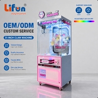 LIFUN Machine à griffes commerciale mobile, jeu d'arcade à monnayeur, grande machine distributrice de peluches transparente