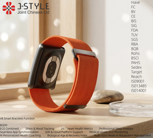 JCVital V8 Smart Bracelets OEM ODM Bracelets Sport Intelligents fitness Band Fc Health Score Automatic Spo2 Monitor Band